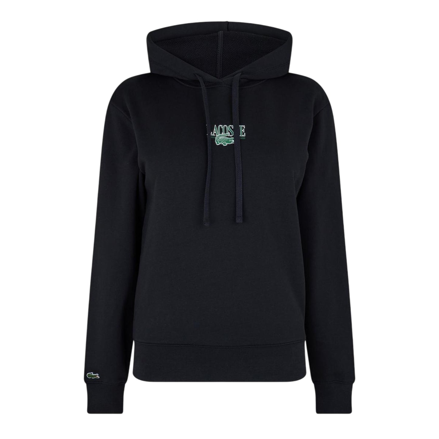 Black - Front - Lacoste Womens-Ladies Embroidered Logo Long-Sleeved Hoodie
