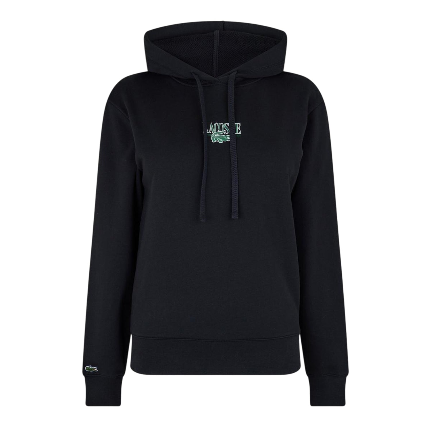 Black - Front - Lacoste Womens-Ladies Embroidered Logo Long-Sleeved Hoodie