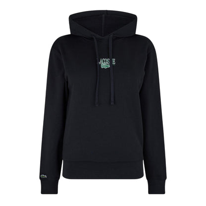 Black - Front - Lacoste Womens-Ladies Embroidered Logo Long-Sleeved Hoodie