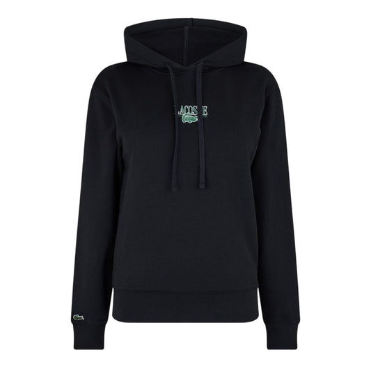 Black - Front - Lacoste Womens-Ladies Embroidered Logo Long-Sleeved Hoodie