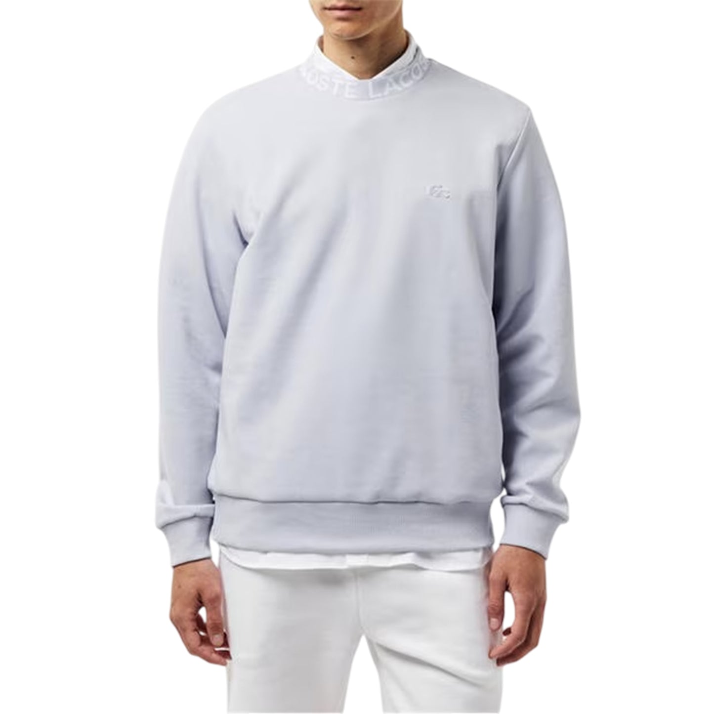Light Blue - Side - Lacoste Mens Lettering Crew Neck Sweatshirt