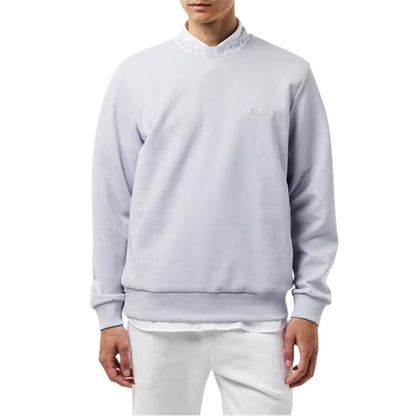 Light Blue - Side - Lacoste Mens Lettering Crew Neck Sweatshirt