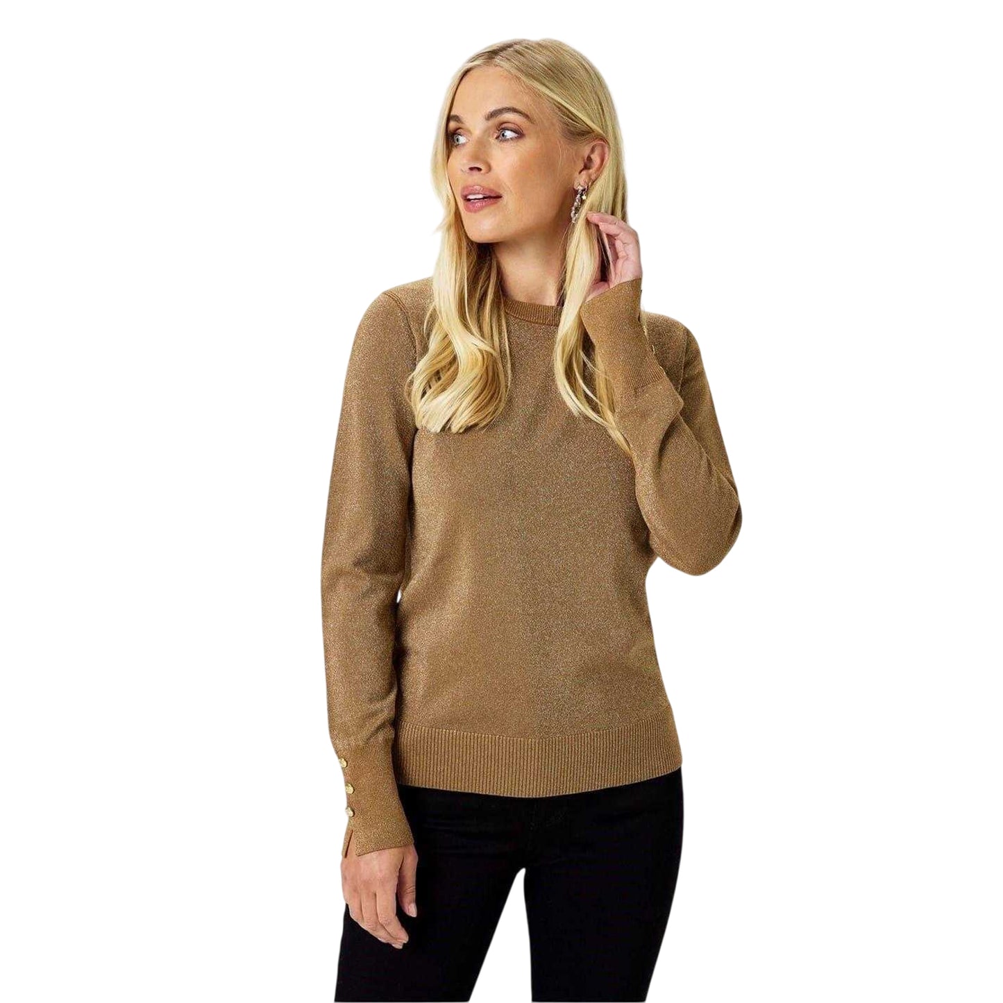 Gold Shimmer - Side - Biba Womens-Ladies Shimmer Jumper