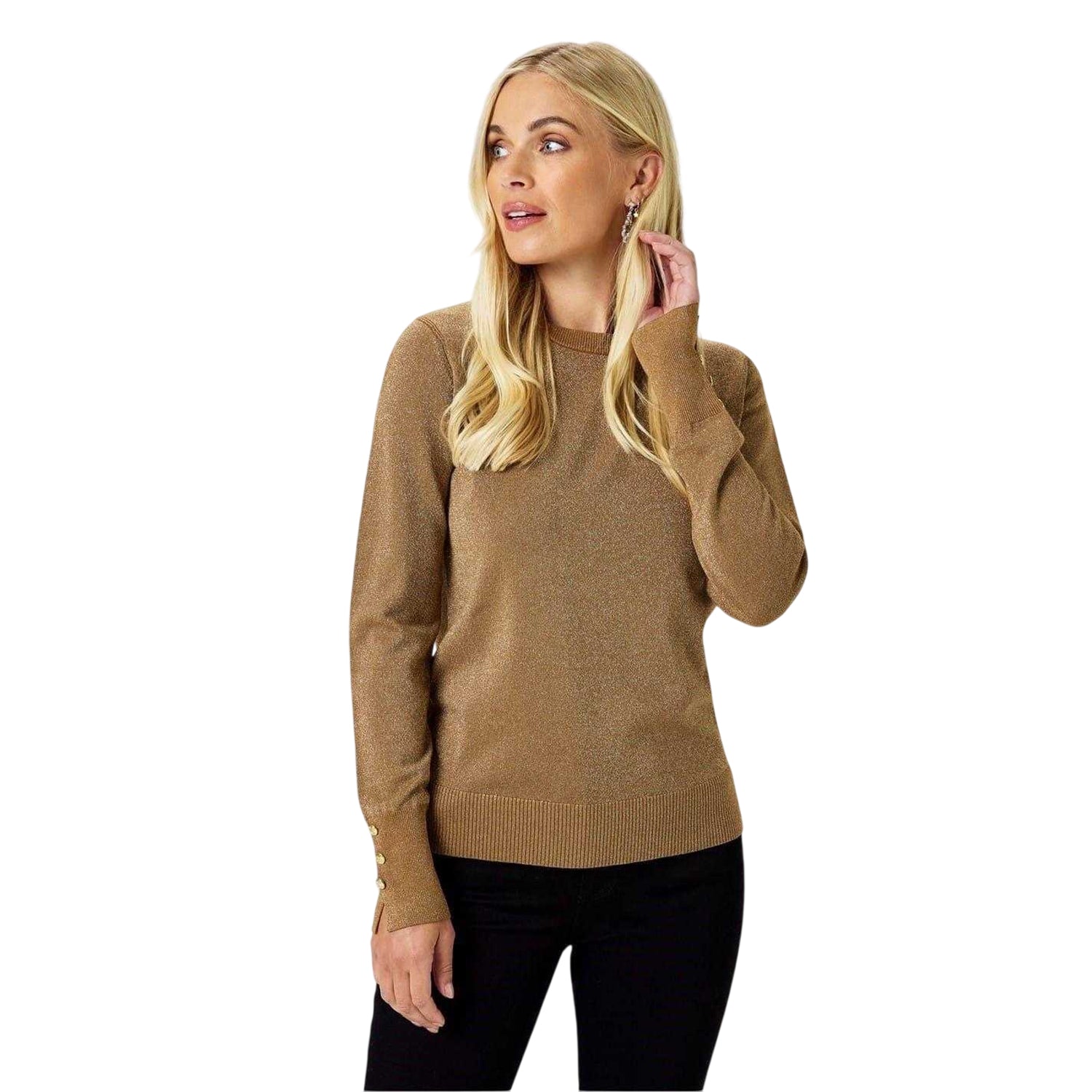 Gold Shimmer - Side - Biba Womens-Ladies Shimmer Jumper