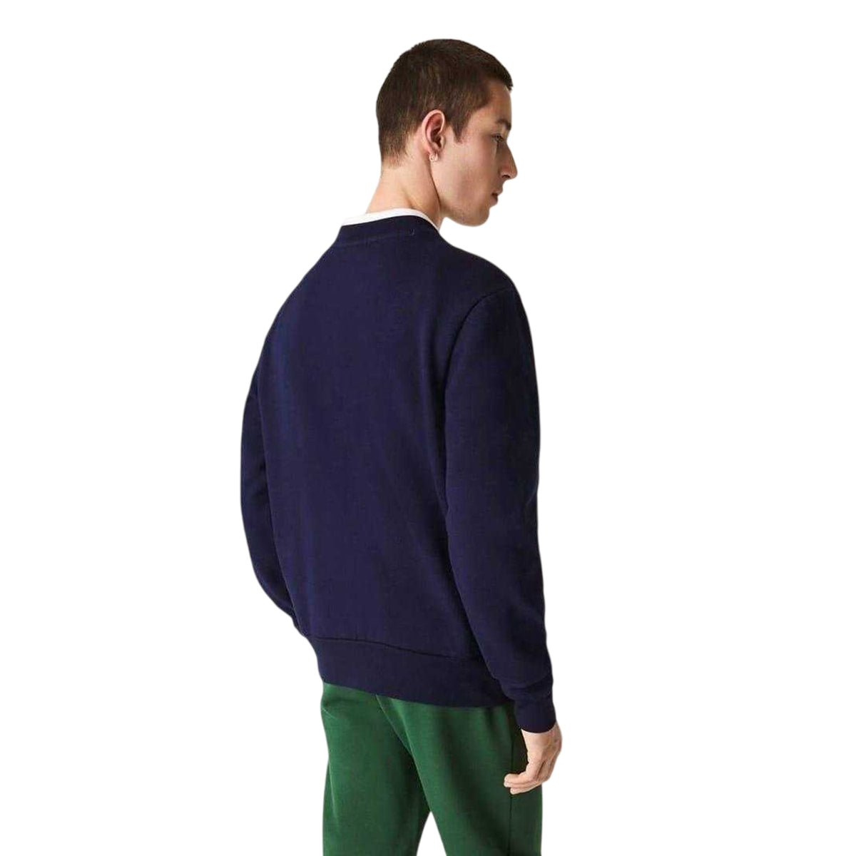 Navy - Back - Lacoste Mens Embroidered Logo Fleece Crew Neck Sweatshirt