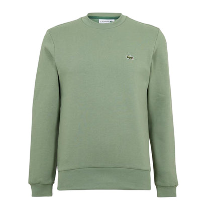 Thyme Green - Front - Lacoste Mens Embroidered Logo Fleece Crew Neck Sweatshirt