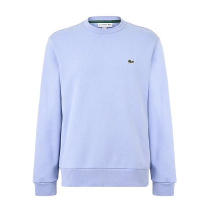 Delph Blue - Front - Lacoste Mens Embroidered Logo Fleece Crew Neck Sweatshirt