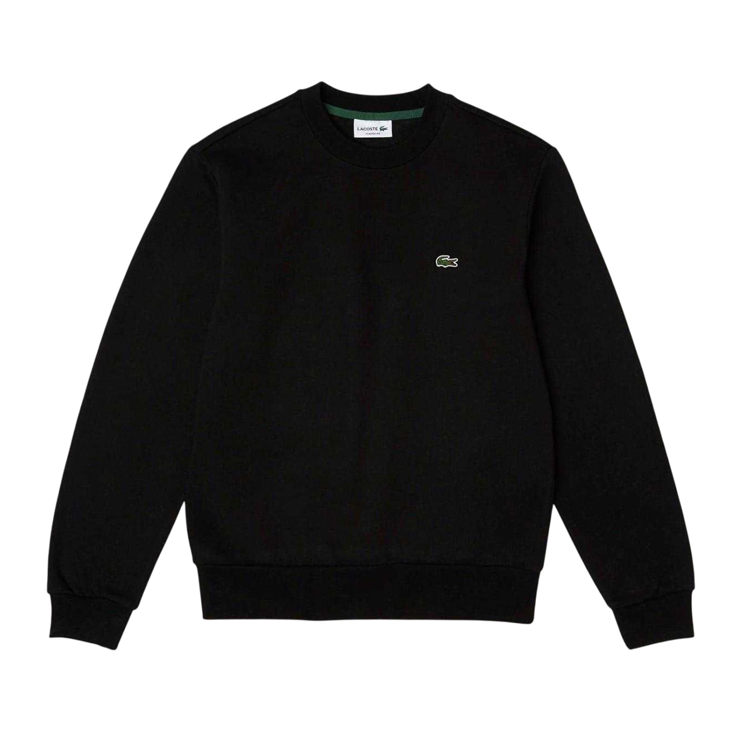 Black - Front - Lacoste Mens Embroidered Logo Fleece Crew Neck Sweatshirt