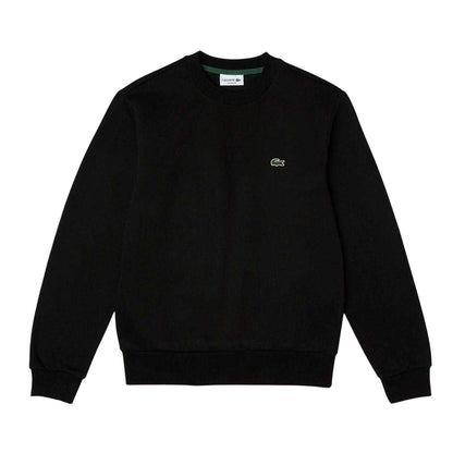Black - Front - Lacoste Mens Embroidered Logo Fleece Crew Neck Sweatshirt