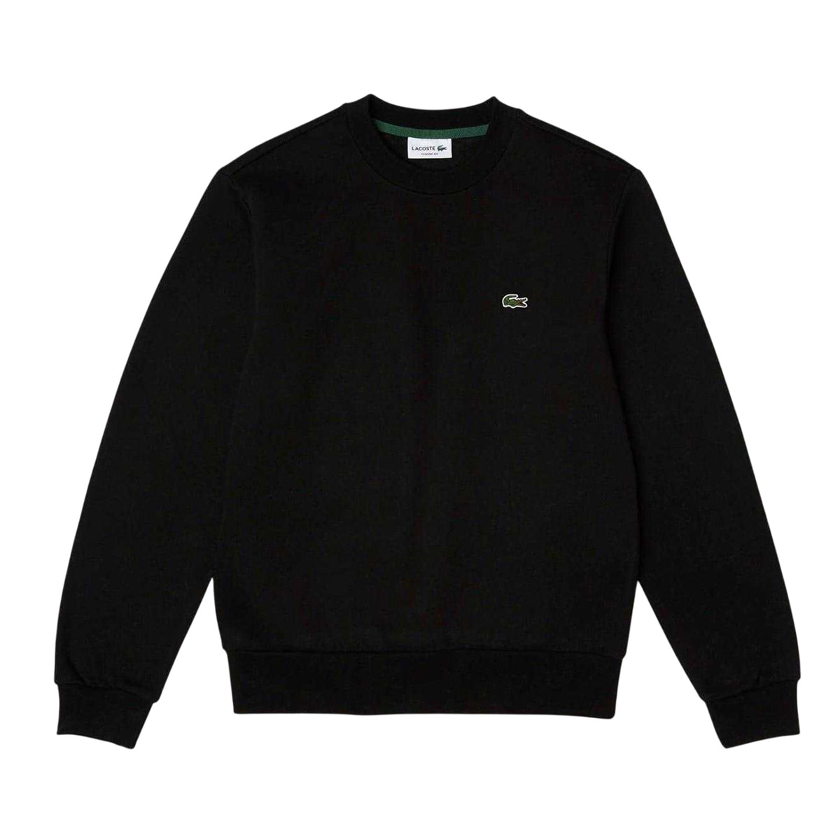 Black - Front - Lacoste Mens Embroidered Logo Fleece Crew Neck Sweatshirt