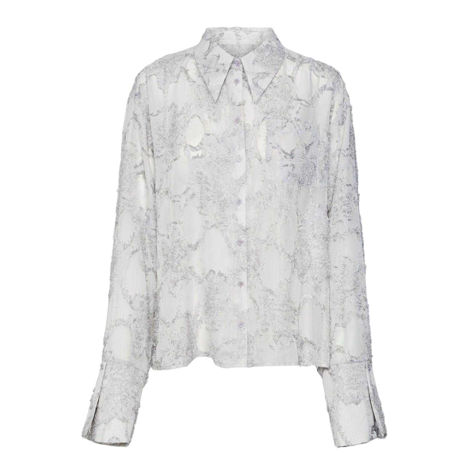 Grey Melange - Front - Vero Moda Womens-Ladies Collared Relaxed Fit Shirt
