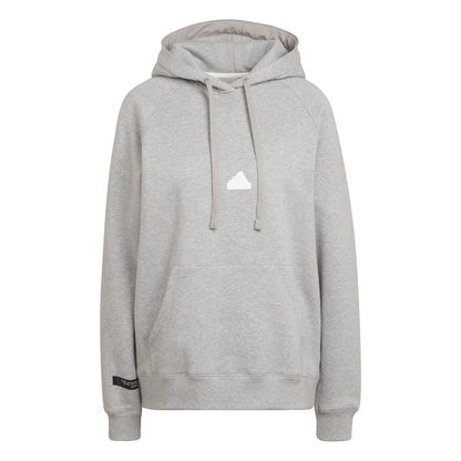 Grey Heather - Front - Adidas Womens-Ladies Oversized Hoodie