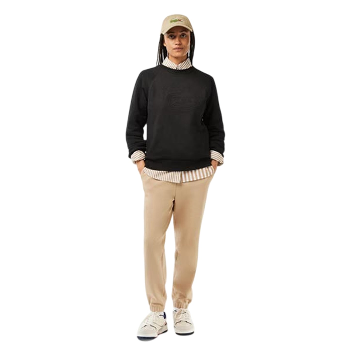 Black - Lifestyle - Lacoste Womens-Ladies Embroidered Logo Relaxed Fit Sweatshirt
