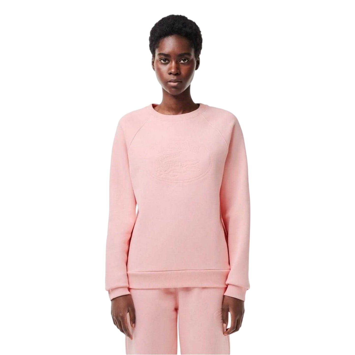 Pink - Front - Lacoste Womens-Ladies Embroidered Logo Relaxed Fit Sweatshirt