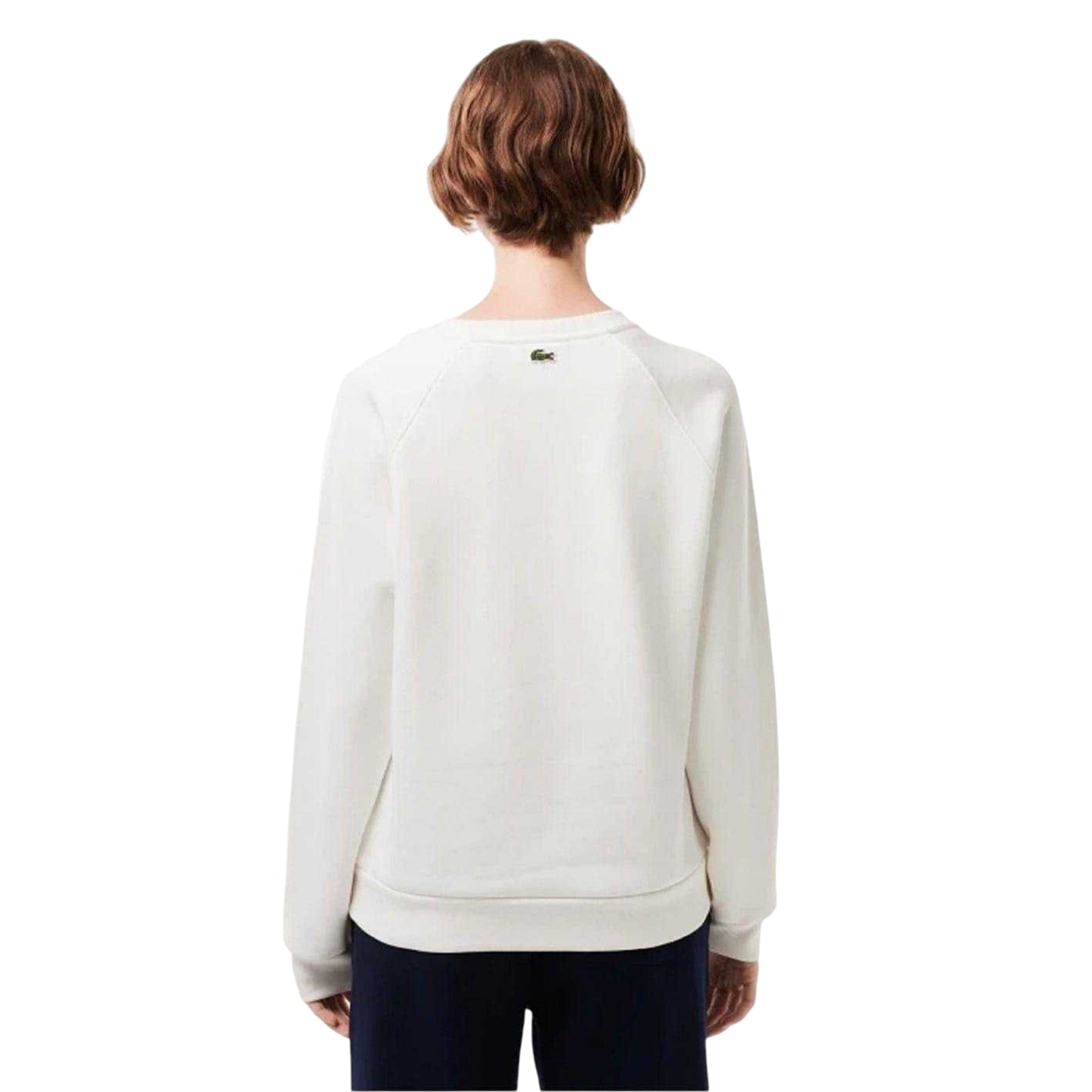 White - Back - Lacoste Womens-Ladies Embroidered Logo Relaxed Fit Sweatshirt