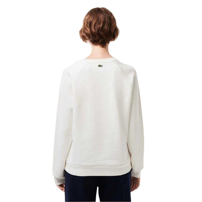 White - Back - Lacoste Womens-Ladies Embroidered Logo Relaxed Fit Sweatshirt