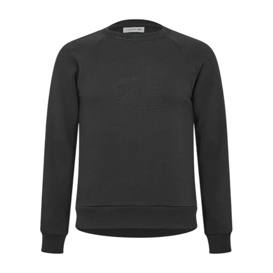 Black - Front - Lacoste Womens-Ladies Embroidered Logo Relaxed Fit Sweatshirt