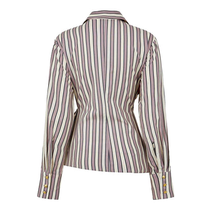 Brown - Back - Biba Womens-Ladies Striped Shirt