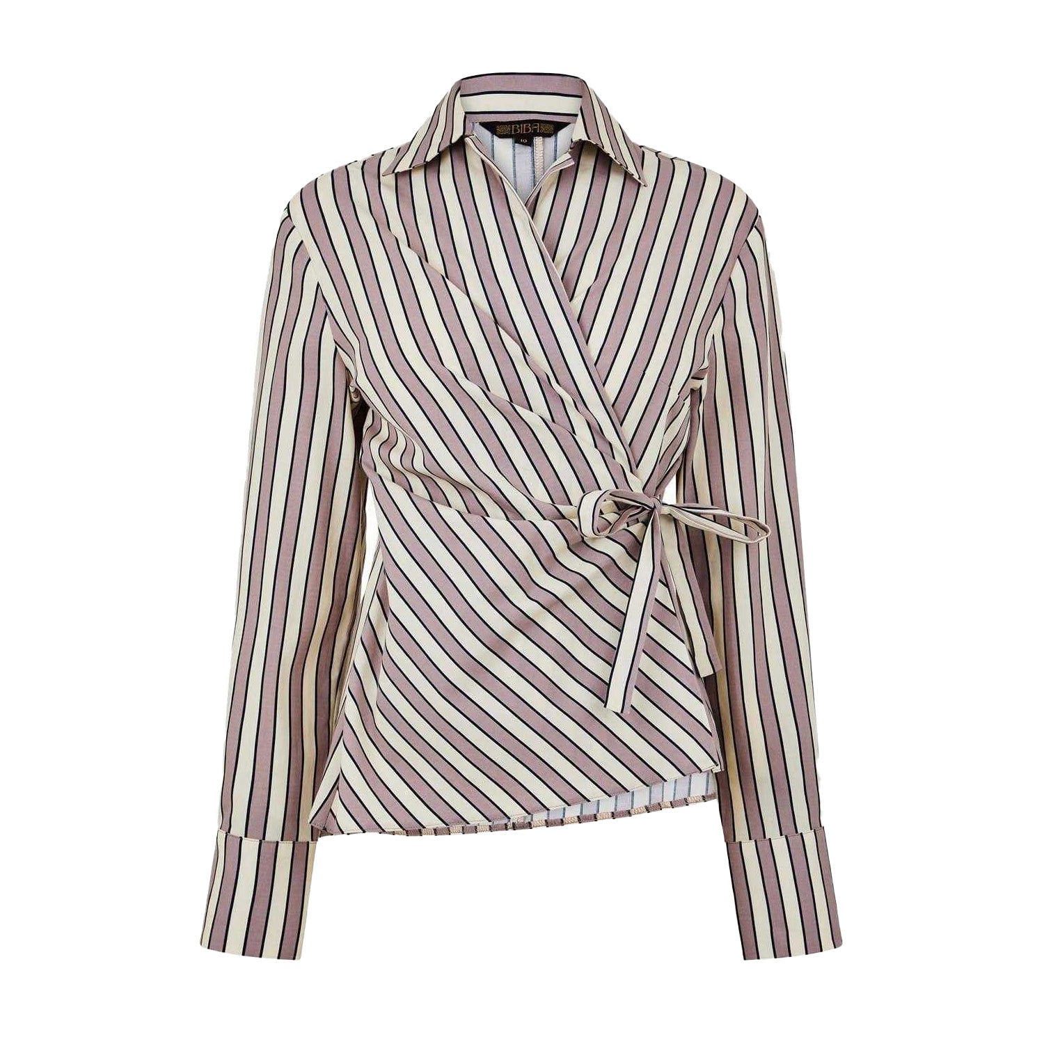 Brown - Front - Biba Womens-Ladies Striped Shirt