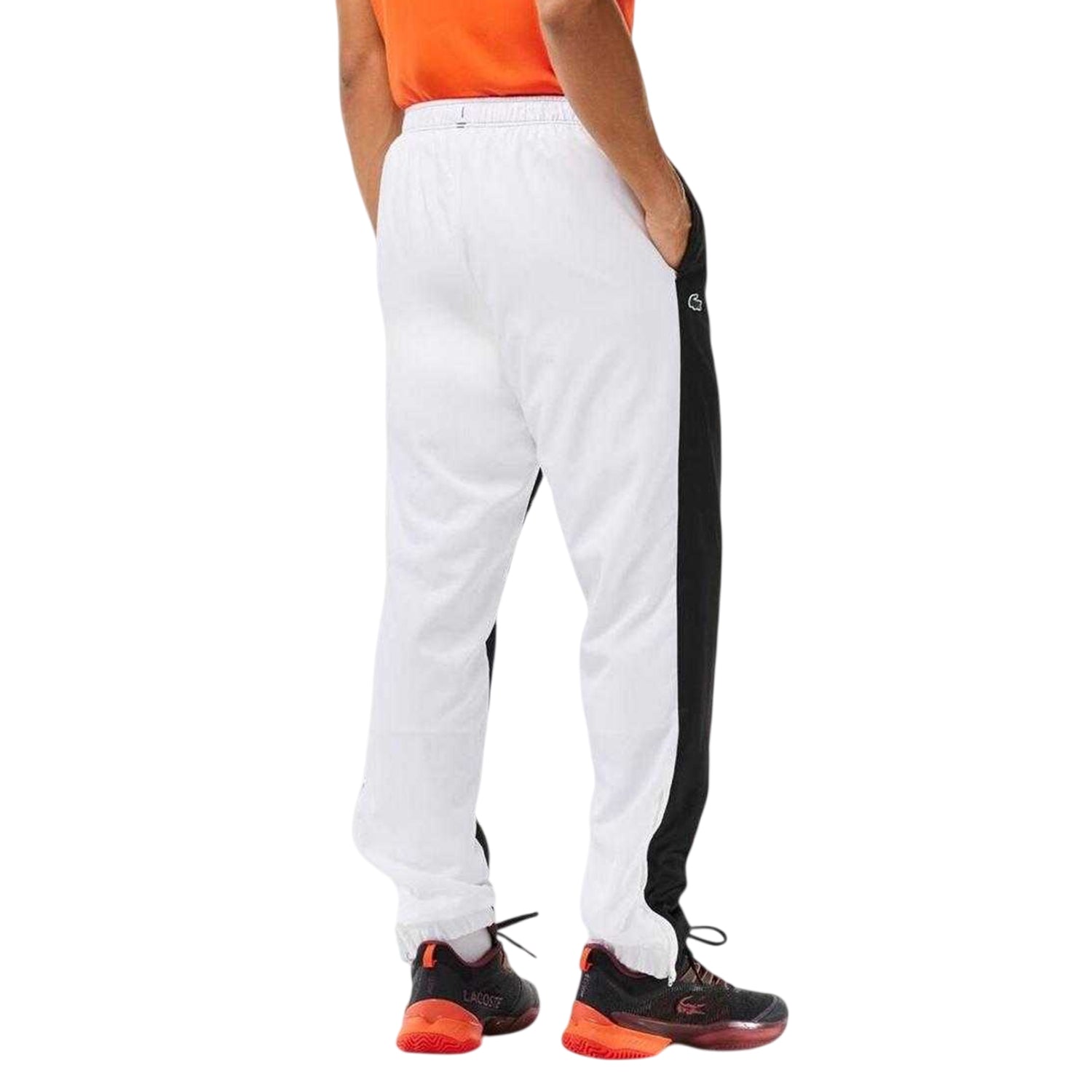 Black-White - Back - Lacoste Mens Colour Block Tracksuit Bottoms