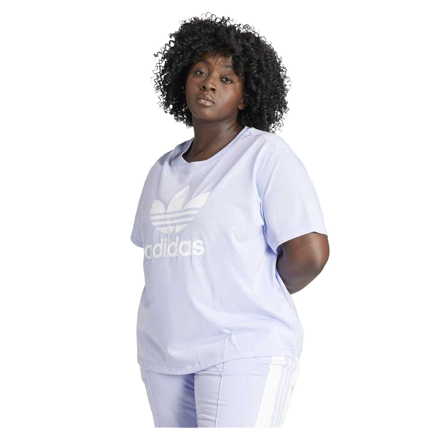 Purple - Side - Adidas Womens-Ladies Originals TRF Boxy T-Shirt