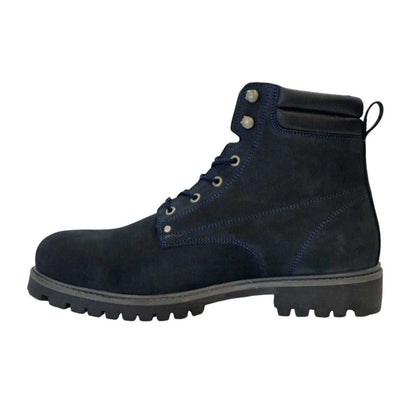 Navy - Back - Nicholas Deakins Mens Ash Leather Padded Collar Ankle Boots