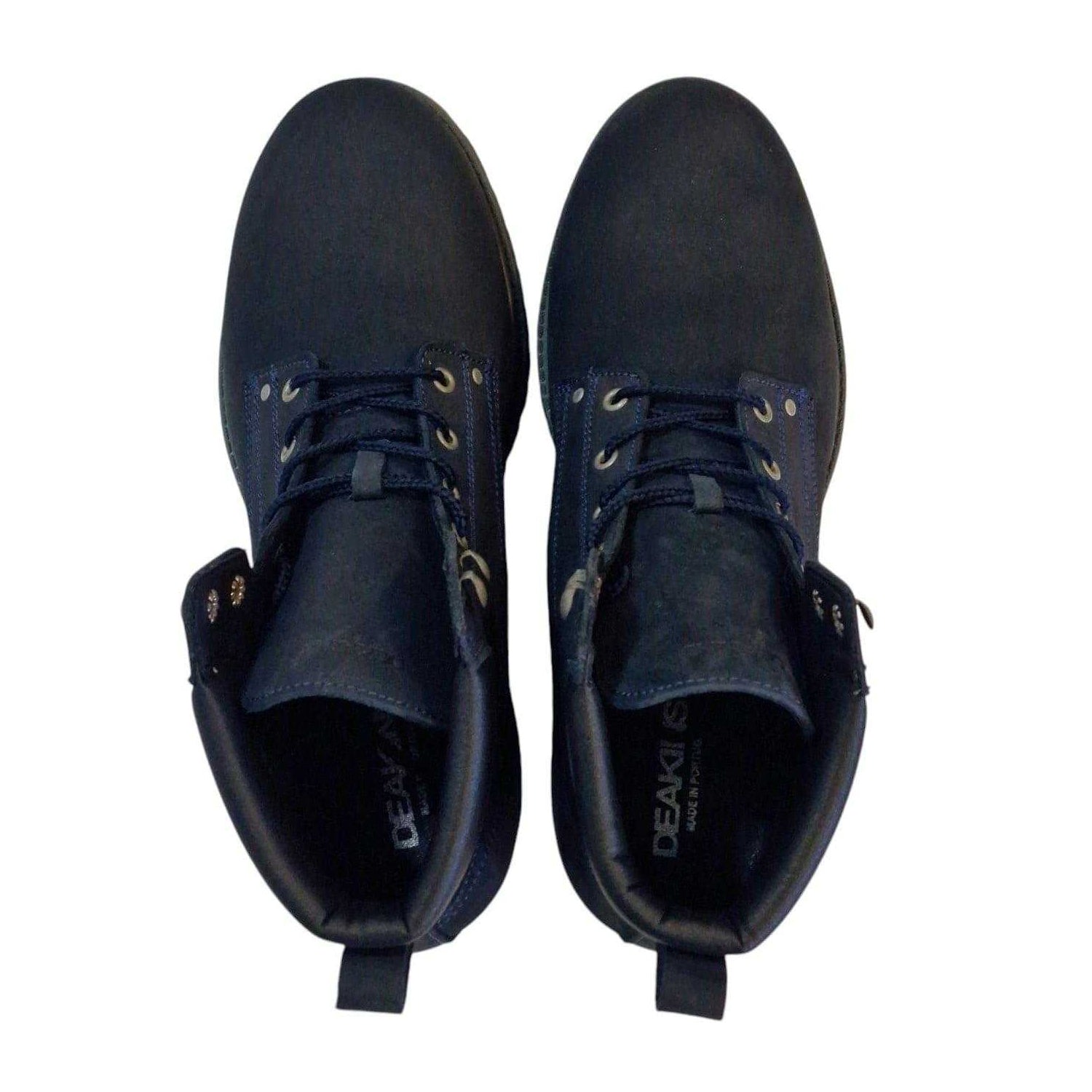 Navy - Side - Nicholas Deakins Mens Ash Leather Padded Collar Ankle Boots
