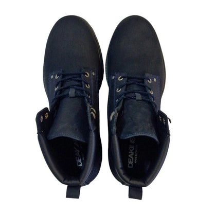 Navy - Side - Nicholas Deakins Mens Ash Leather Padded Collar Ankle Boots