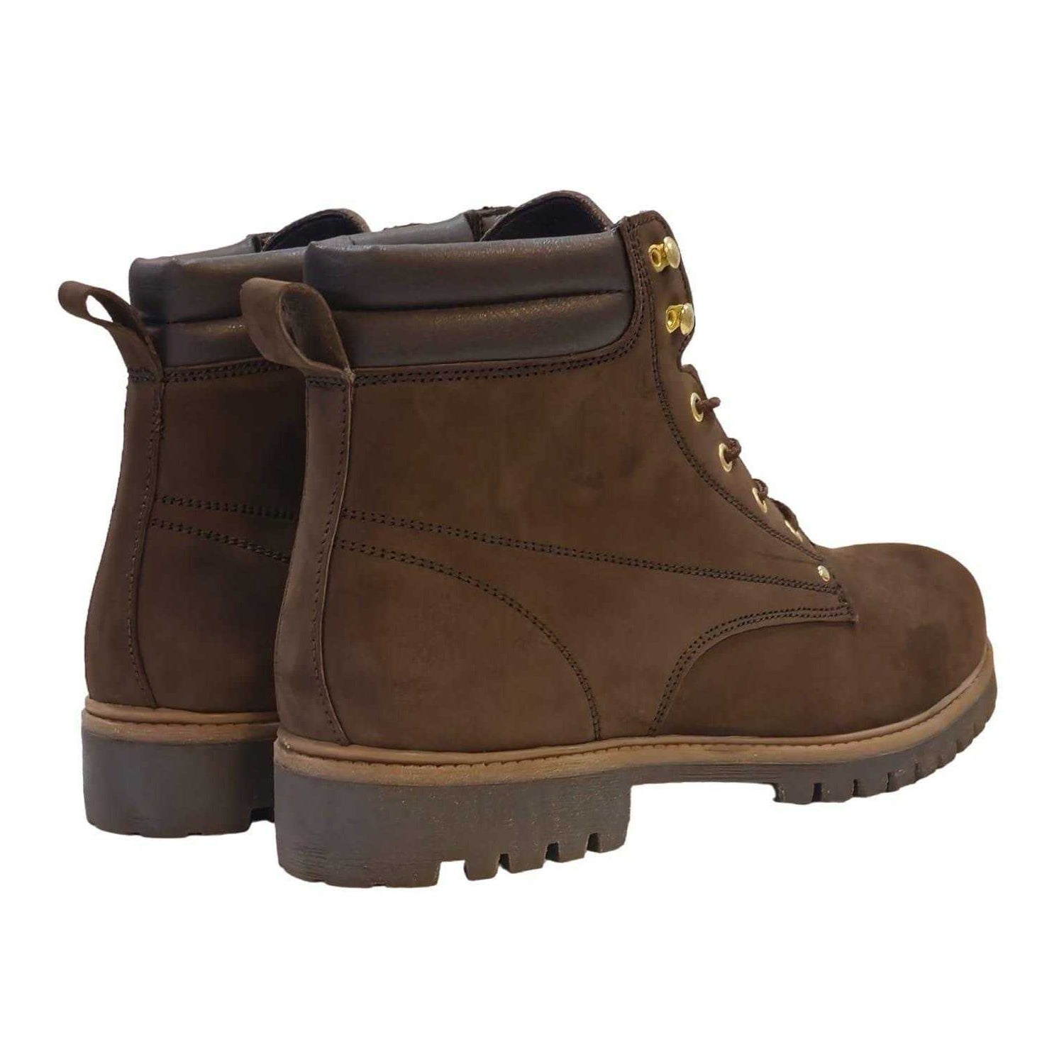 Brown - Back - Nicholas Deakins Mens Ash Leather Padded Collar Ankle Boots