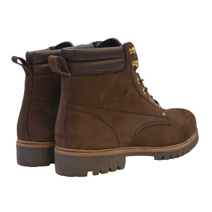 Brown - Back - Nicholas Deakins Mens Ash Leather Padded Collar Ankle Boots