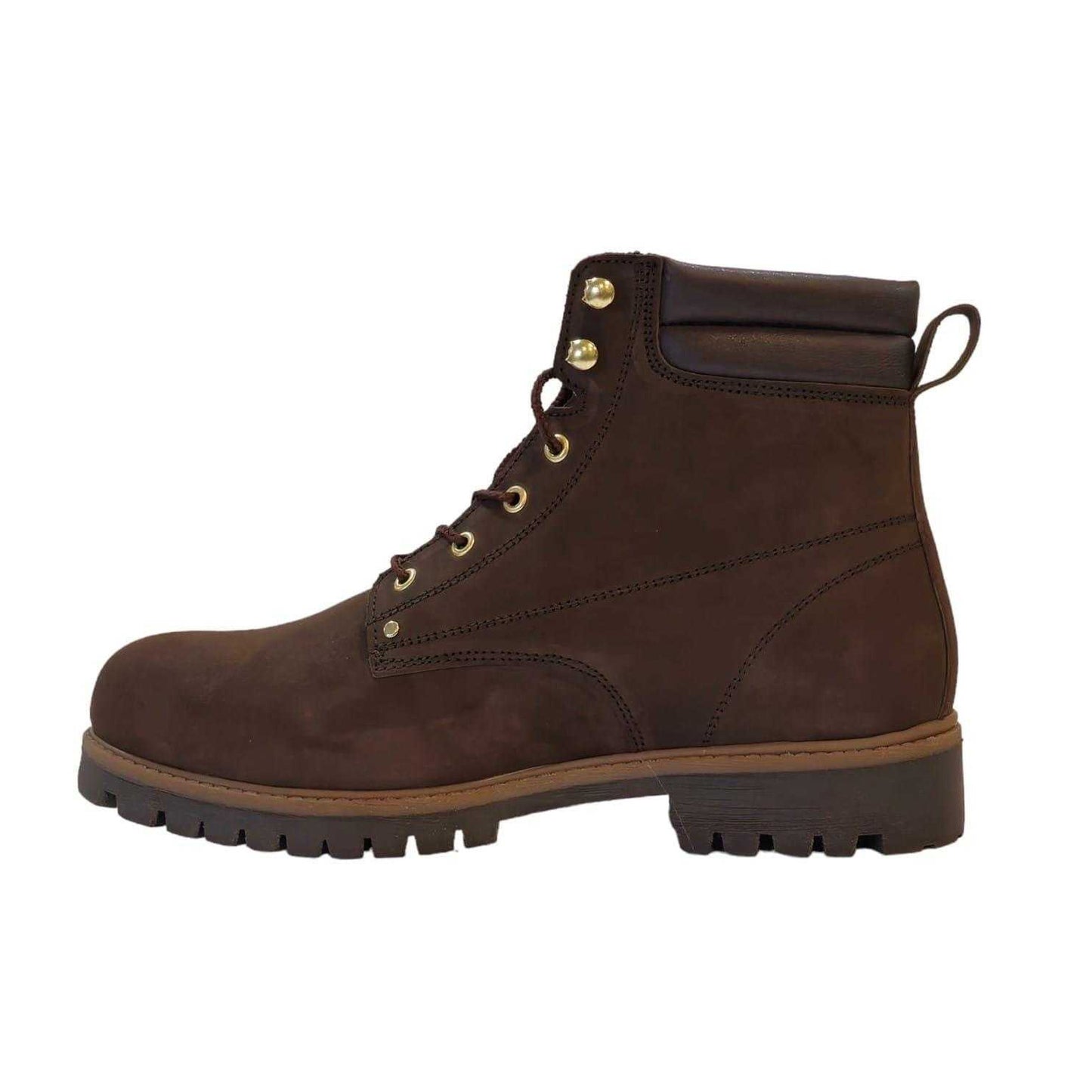 Brown - Side - Nicholas Deakins Mens Ash Leather Padded Collar Ankle Boots