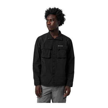 Black - Side - Nicce Mens Relaxed Fit Long-Sleeved Overshirt