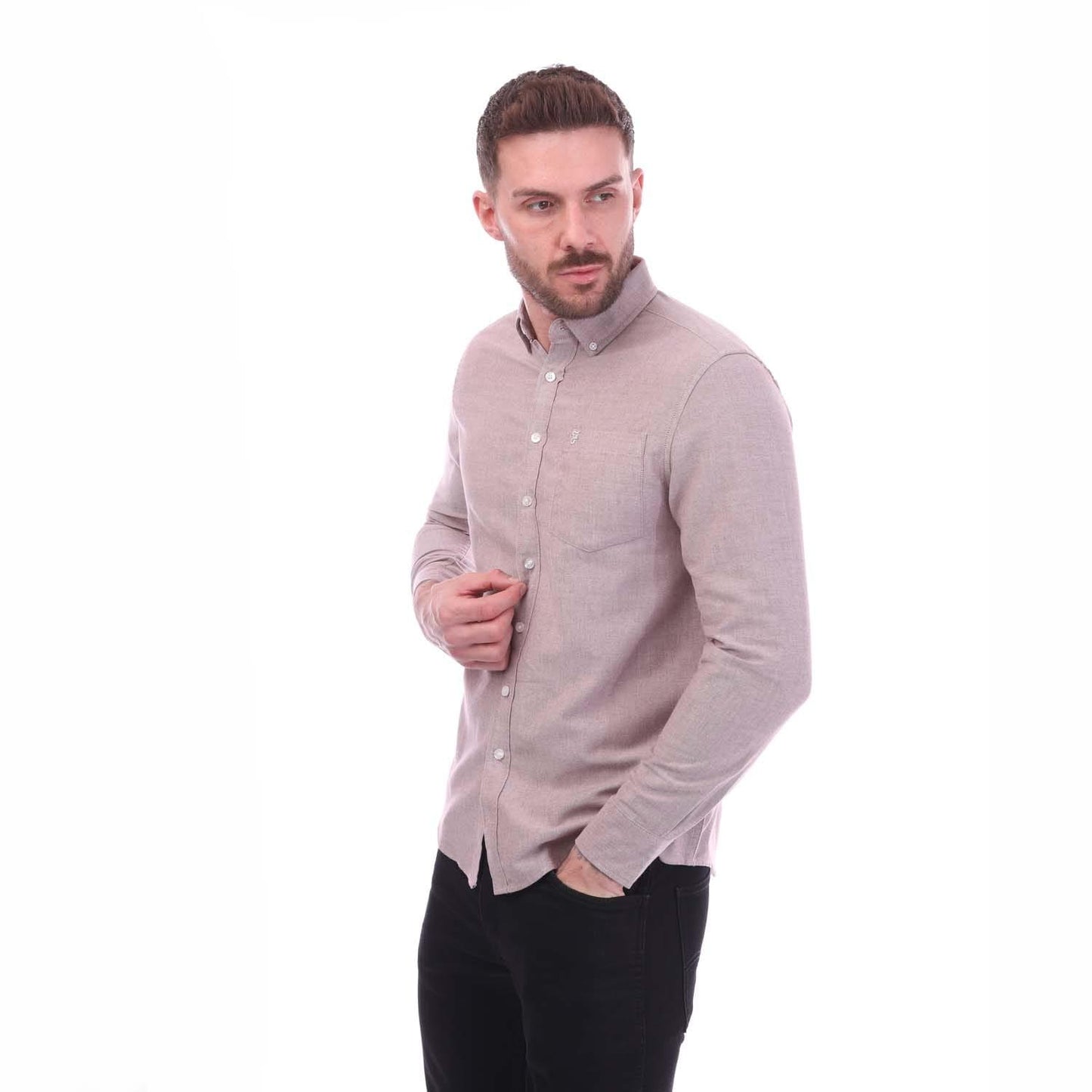 Red - Side - Farah Mens Drayton Oxford Modern Shirt