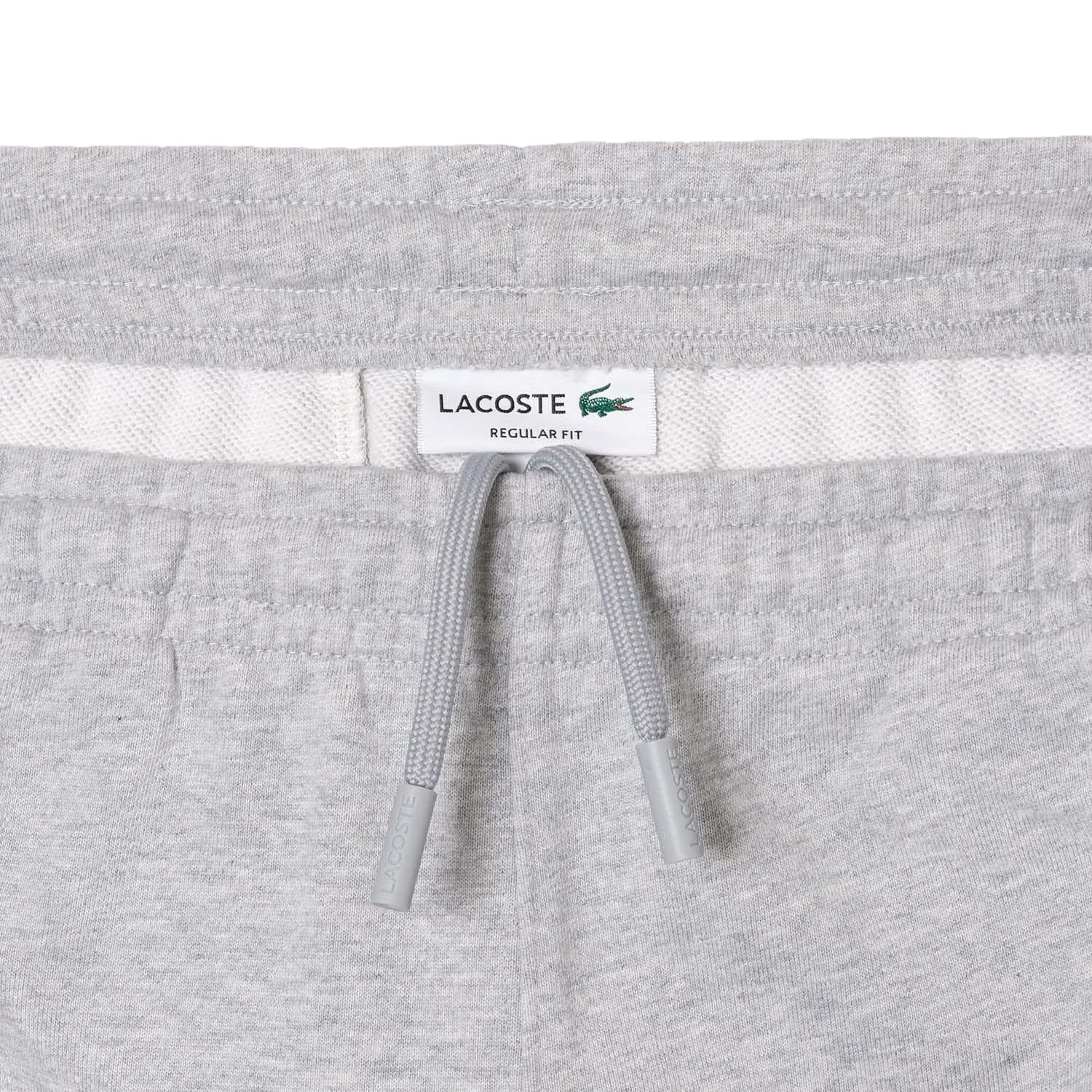 Grey - Side - Lacoste Unisex Adult Fleece Printed Signature Shorts