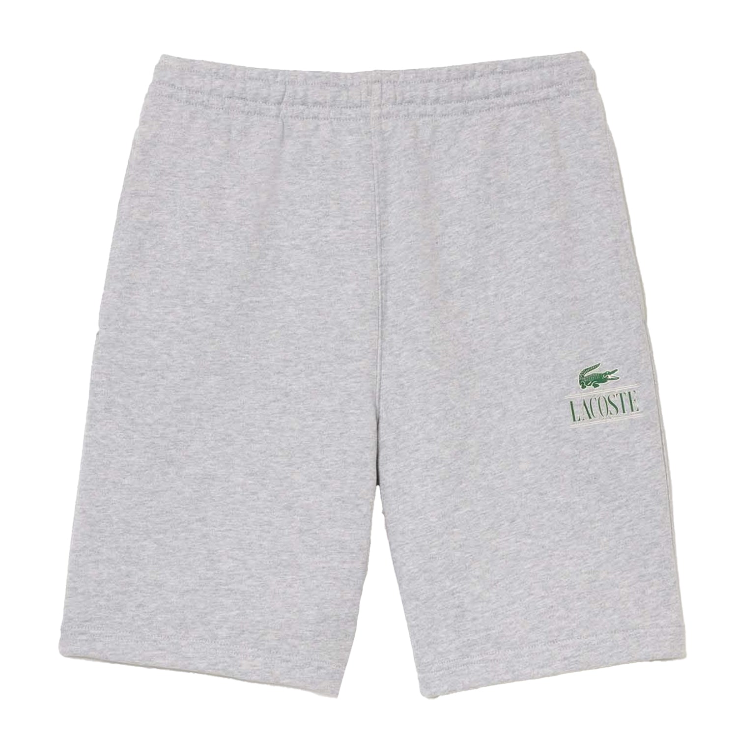 Grey - Front - Lacoste Unisex Adult Fleece Printed Signature Shorts