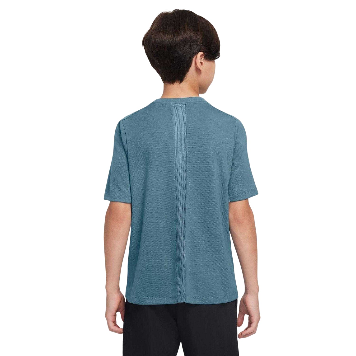 Smokey Blue-Glacier Blue - Back - Nike Boys Swoosh Dri-FIT T-Shirt