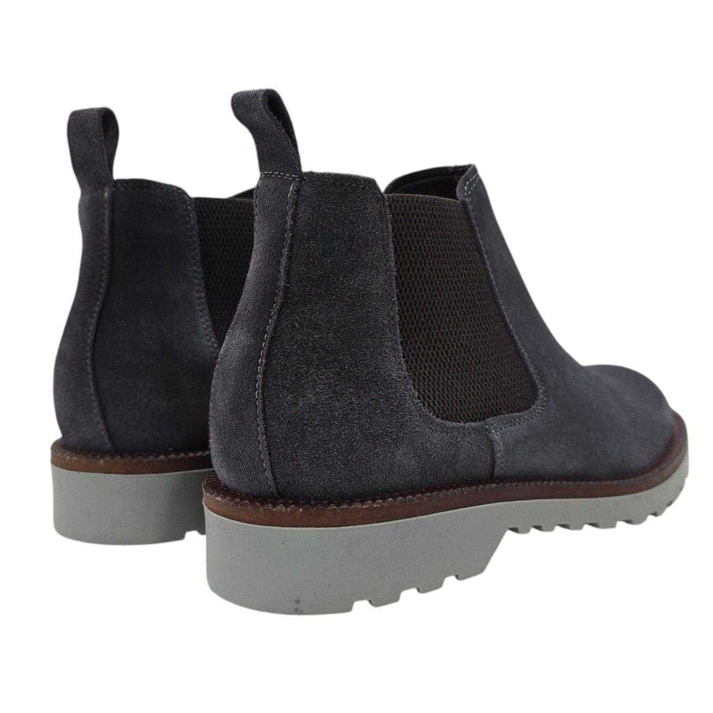 Grey - Back - Nicholas Deakins Mens Republic Suede Flat Chelsea Boots