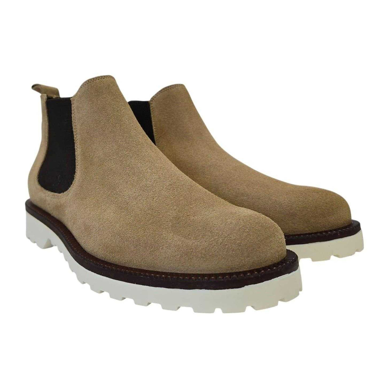 Beige - Front - Nicholas Deakins Mens Republic Suede Flat Chelsea Boots
