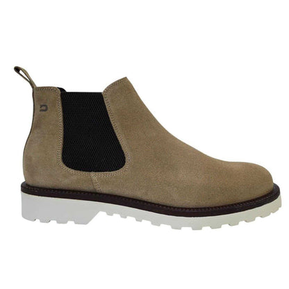 Beige - Side - Nicholas Deakins Mens Republic Suede Flat Chelsea Boots