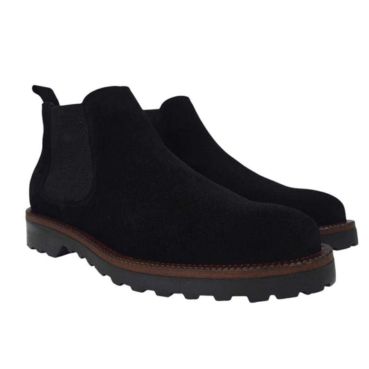 Black - Front - Nicholas Deakins Mens Republic Suede Flat Chelsea Boots