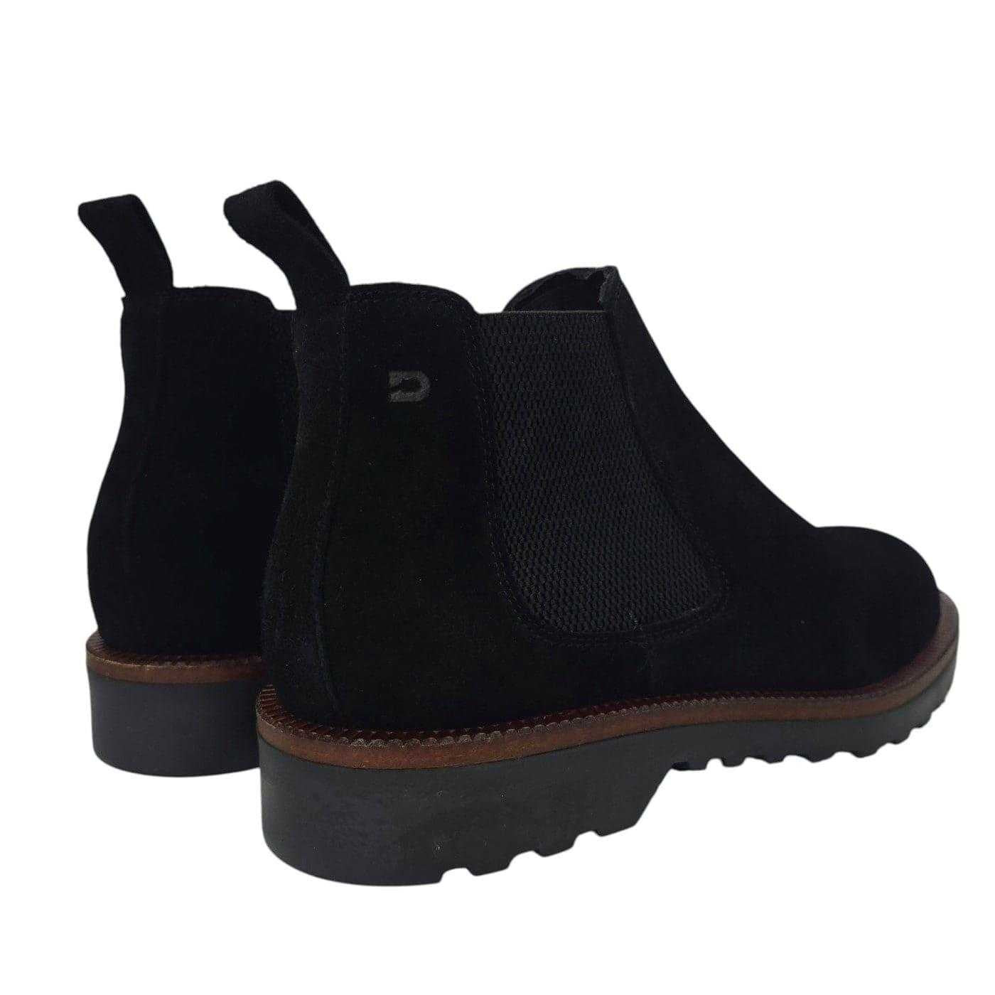Black - Back - Nicholas Deakins Mens Republic Suede Flat Chelsea Boots