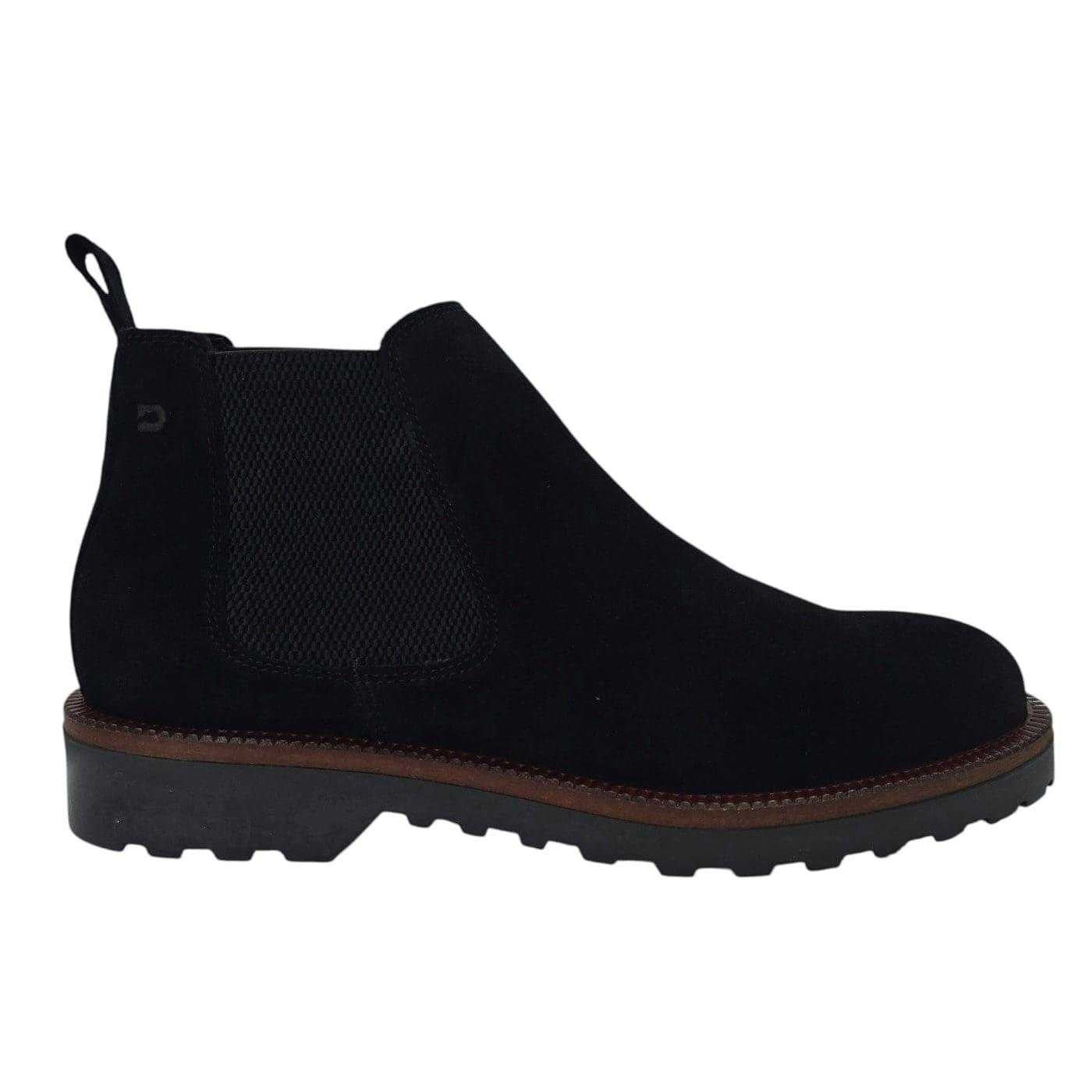 Black - Side - Nicholas Deakins Mens Republic Suede Flat Chelsea Boots