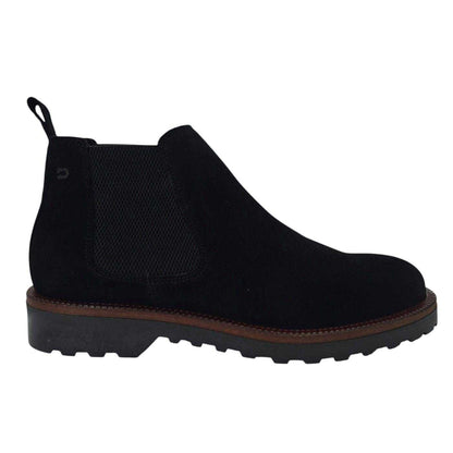 Black - Side - Nicholas Deakins Mens Republic Suede Flat Chelsea Boots