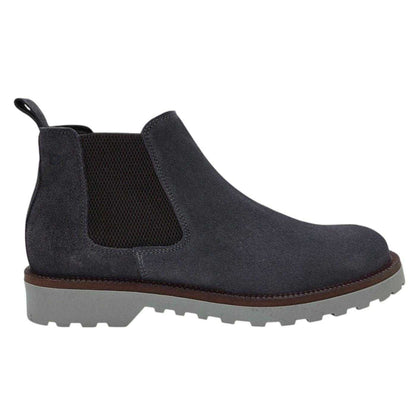 Grey - Side - Nicholas Deakins Mens Republic Suede Flat Chelsea Boots