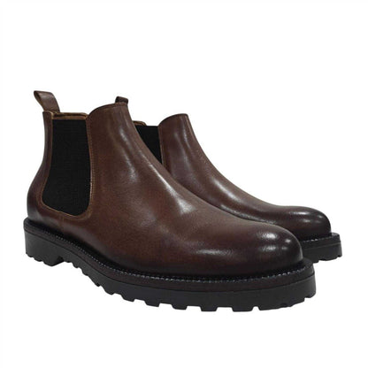Tan - Front - Nicholas Deakins Mens Republic Suede Flat Chelsea Boots