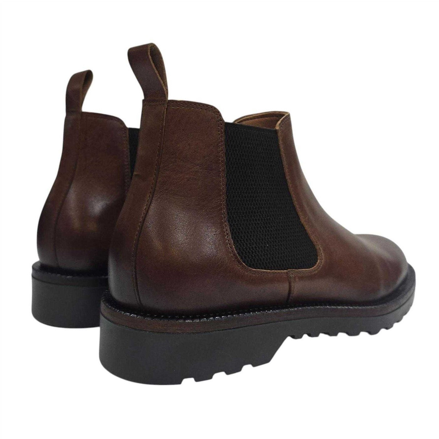 Tan - Back - Nicholas Deakins Mens Republic Suede Flat Chelsea Boots