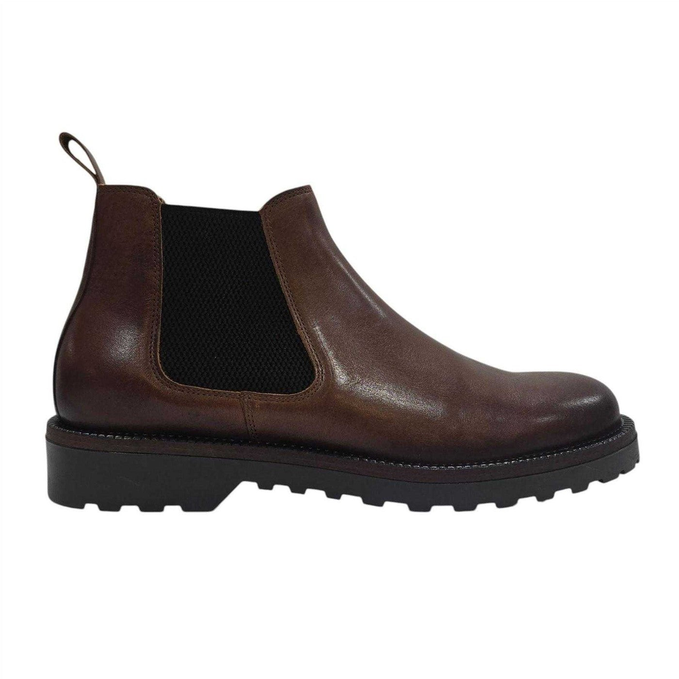 Tan - Side - Nicholas Deakins Mens Republic Suede Flat Chelsea Boots