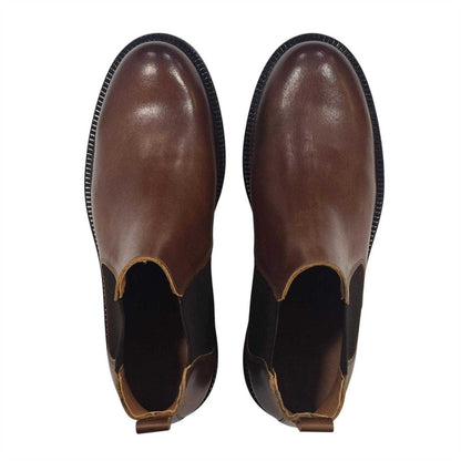 Tan - Pack Shot - Nicholas Deakins Mens Republic Suede Flat Chelsea Boots
