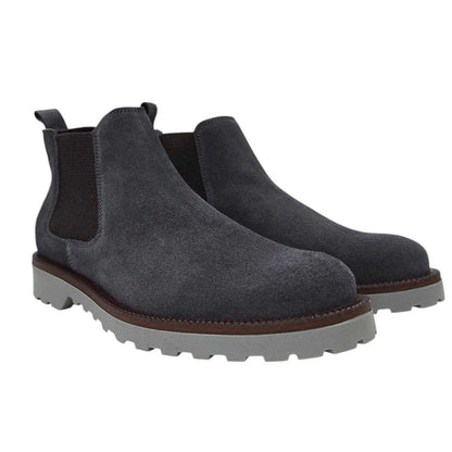 Grey - Front - Nicholas Deakins Mens Republic Suede Flat Chelsea Boots