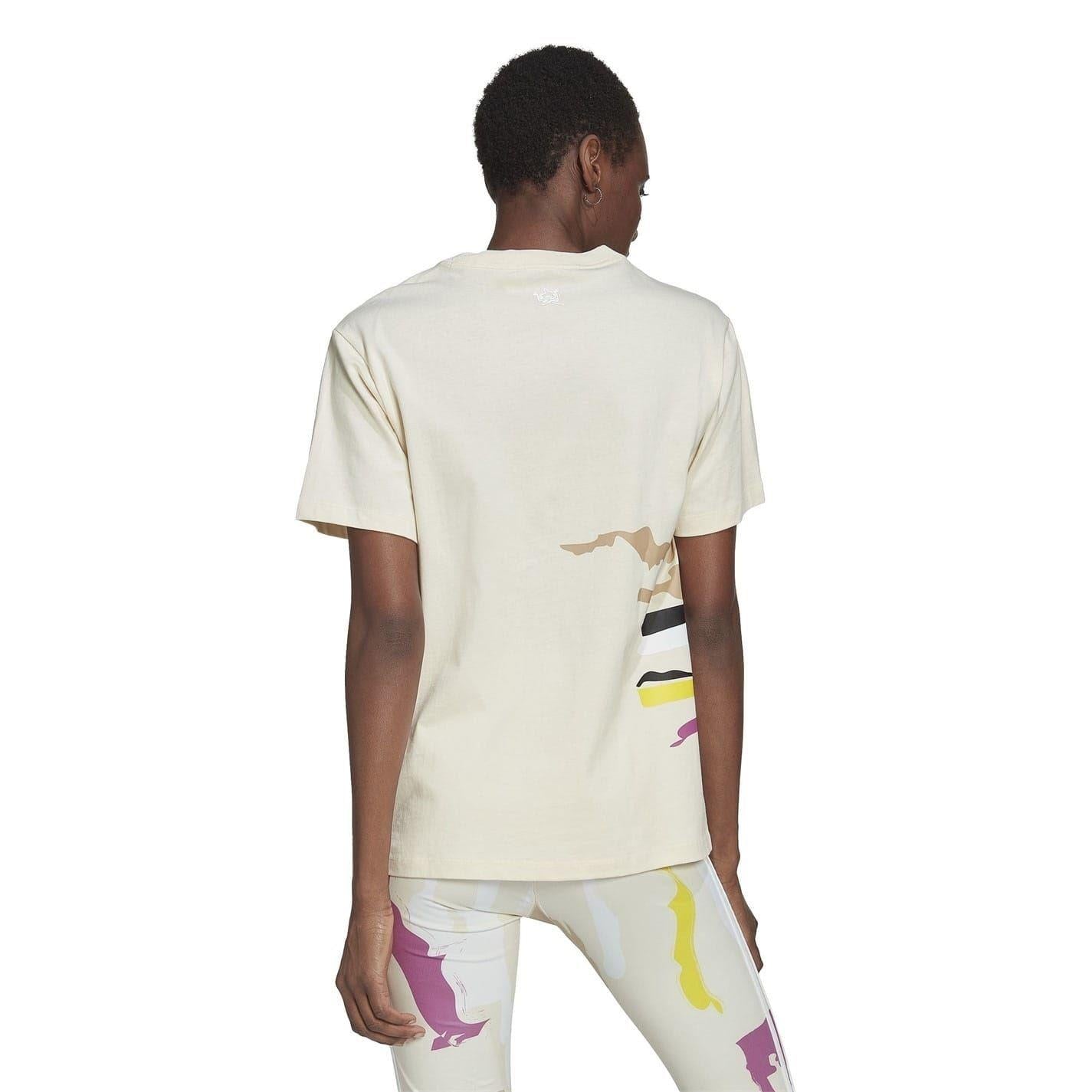 Natural - Back - Adidas Unisex Adult Thebe Magugu Cotton T-Shirt